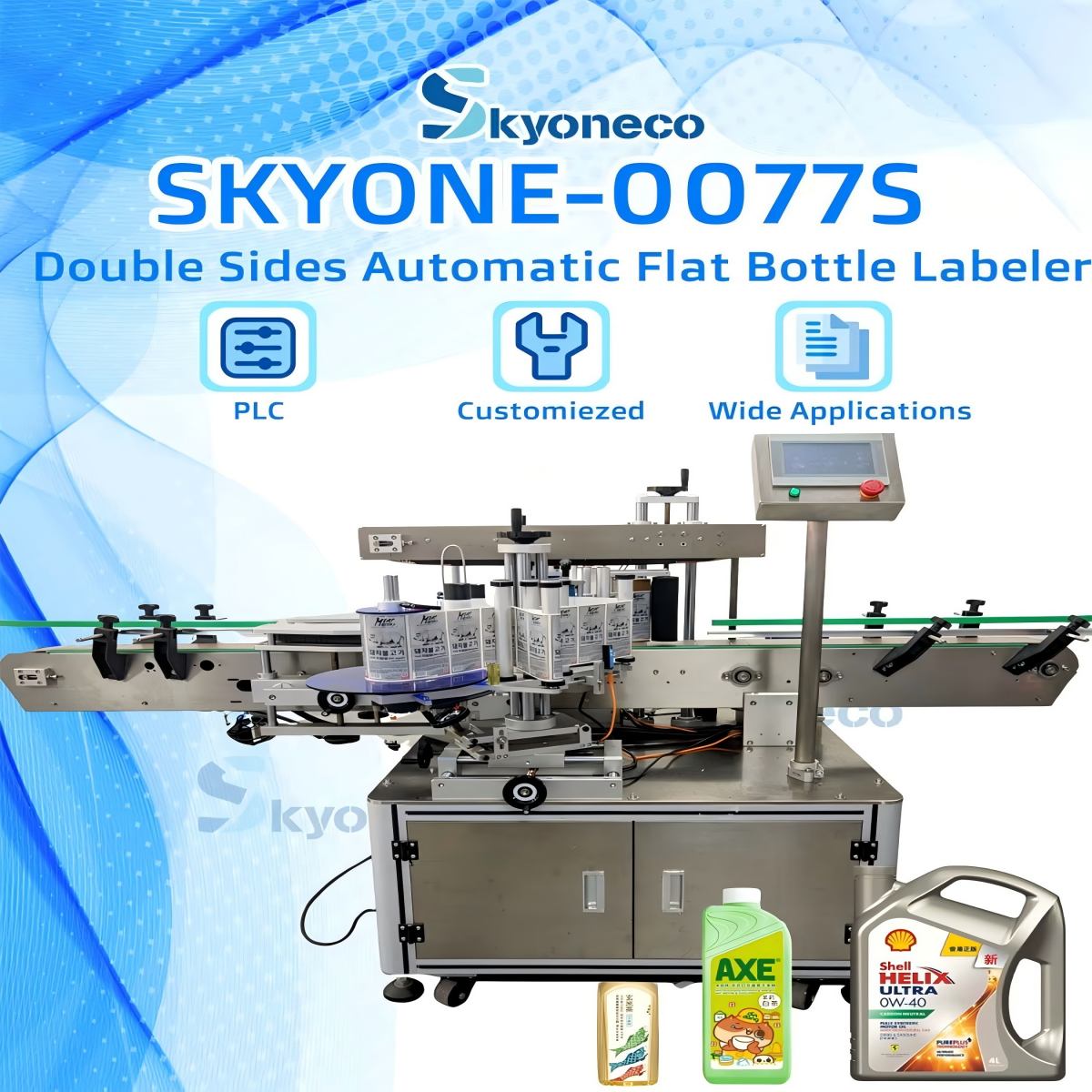 Dual Side Labeling Machine For Flat Bottles